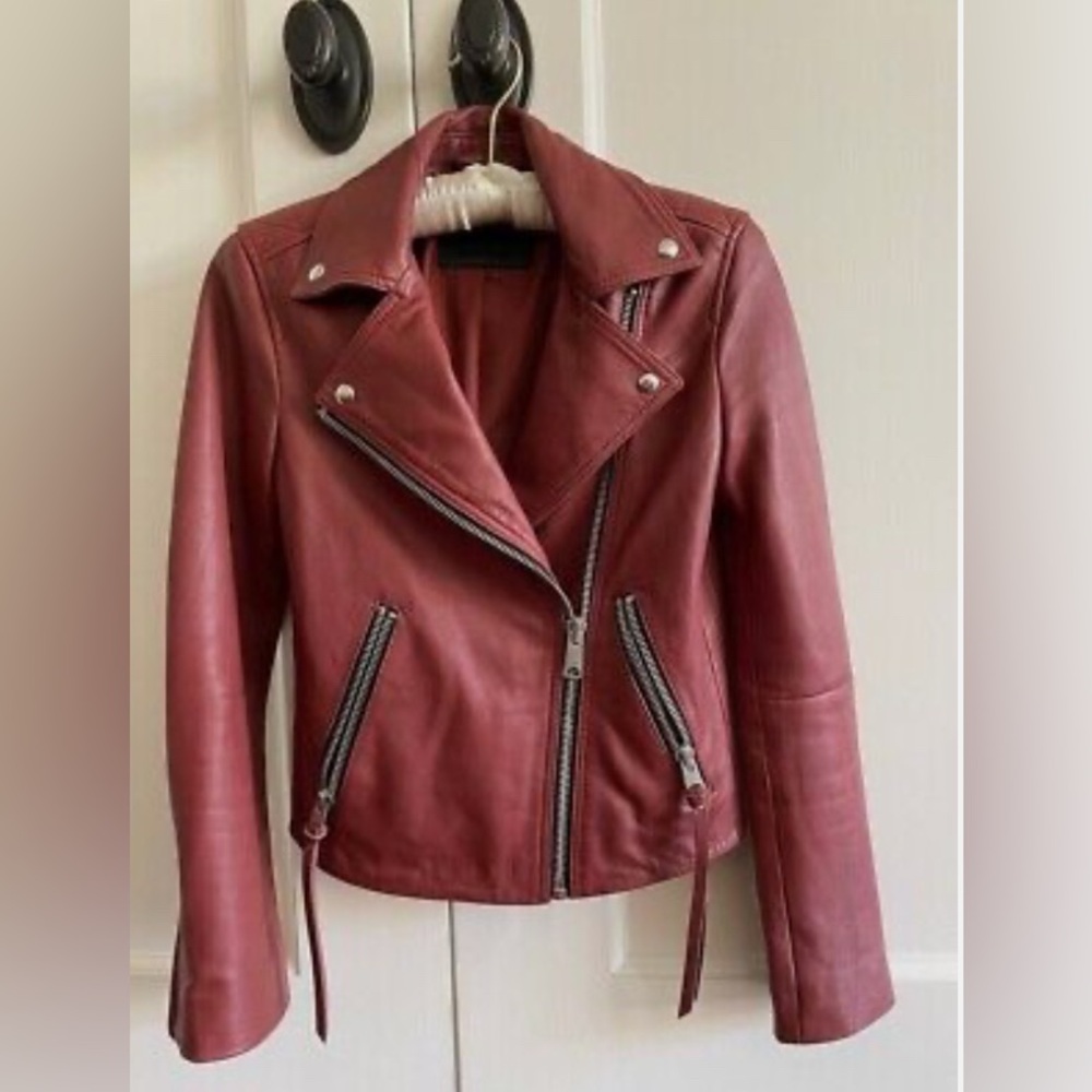 AllSaints Dalby Leather Jacket size 00 / XXS